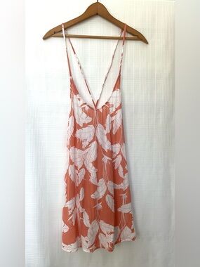 Roxy Coral and White Floral tunic tank top
